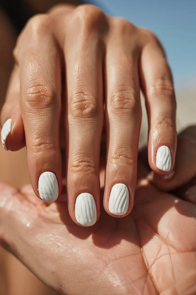 white nails 2026 Matte White with Sun-Stamped Texture