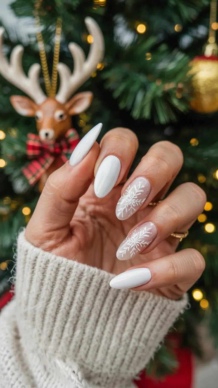white nails 2026 Snowflake Simplicity with a Nordic Edge
