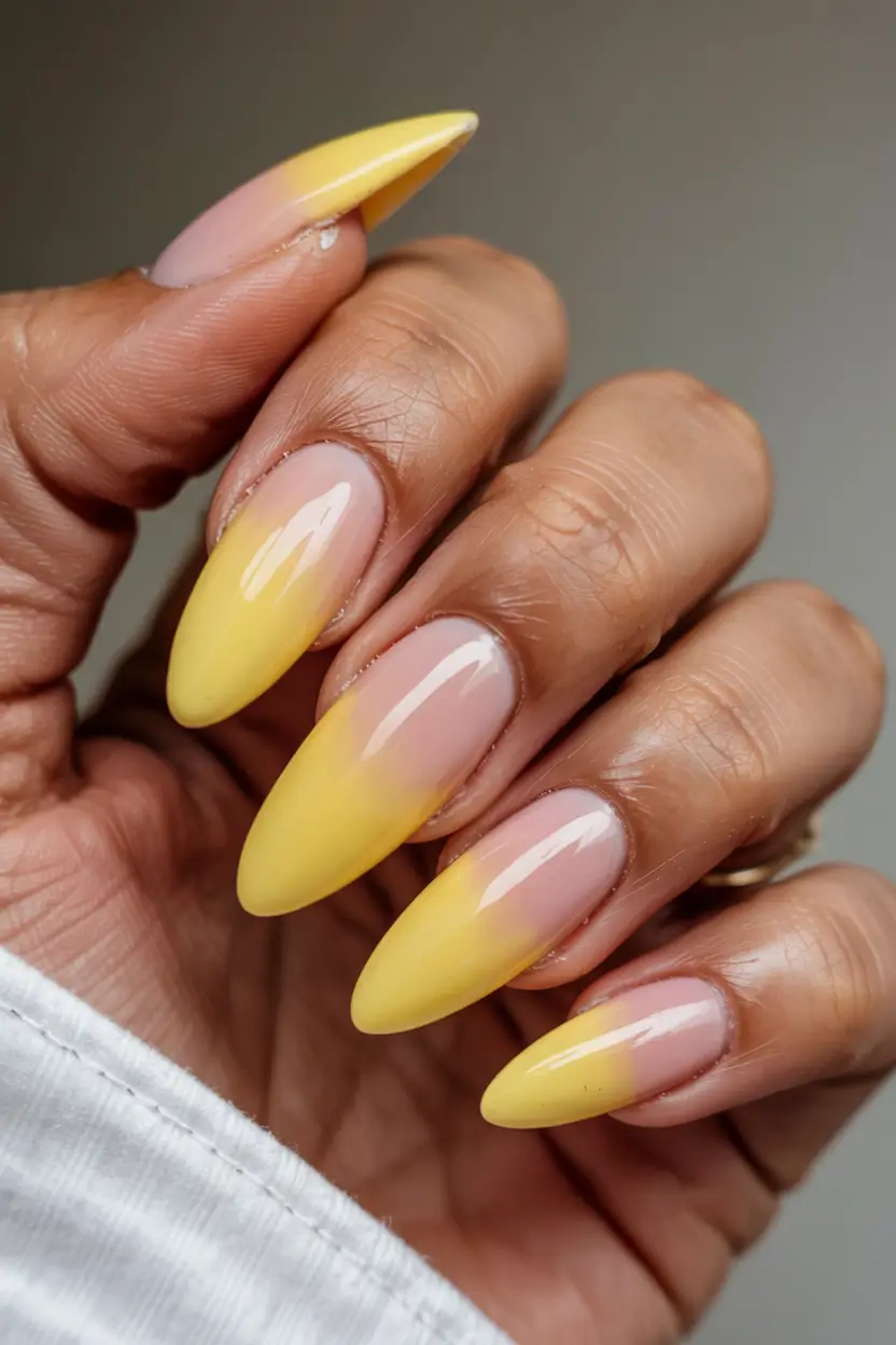 yellow nails 2026 Banana Fade Into Blush