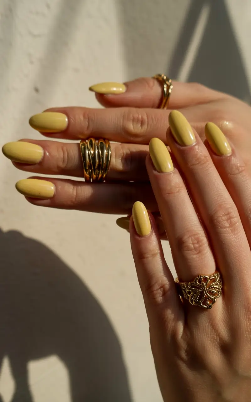 yellow nails 2026 Buttery Matte Elegance Under Sunshine