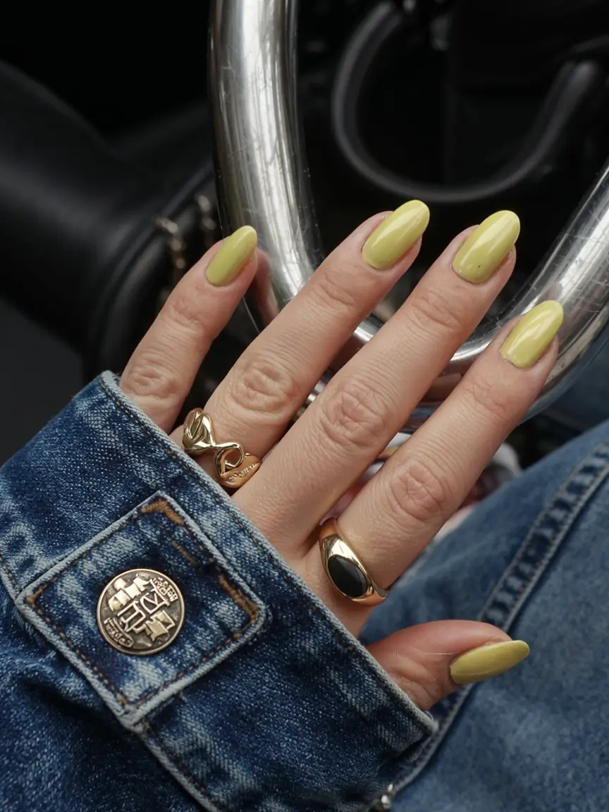 yellow nails 2026 Pistachio-Tinted Yellow on the Road