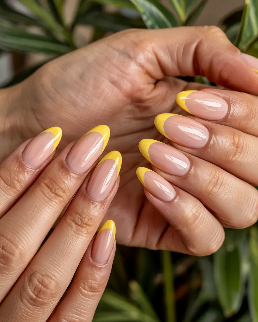 yellow nails 2026 High-Gloss Lemon French for the Maximalist Minimalist