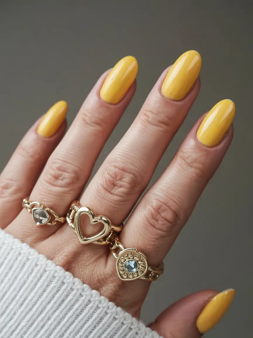 yellow nails 2026 Sunny Citrus Pop With Jewelry Play