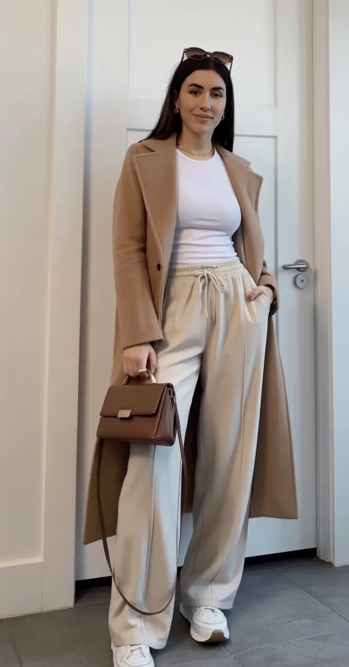 airport spring outfits for women 2026 Cozy Camel Elegance