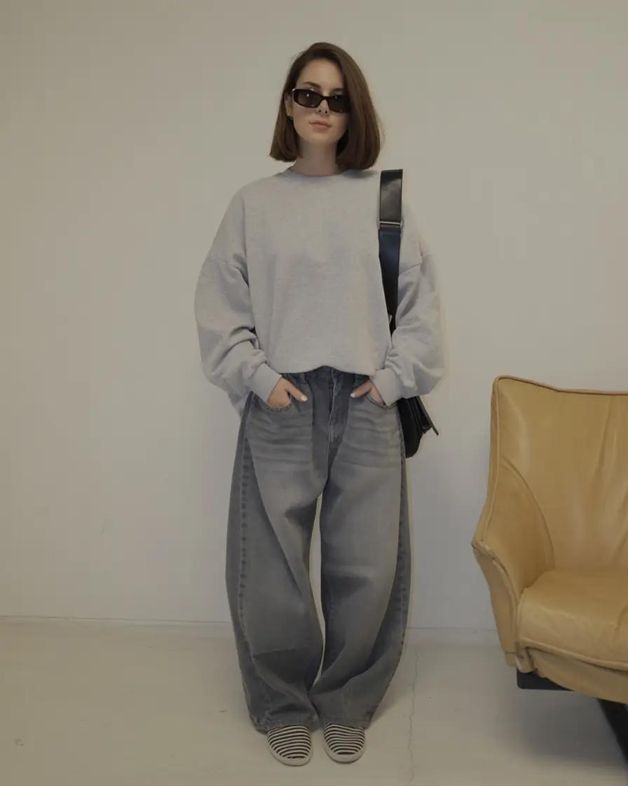 airport spring outfits for women 2026 Wide-Leg Denim, Studio Cool