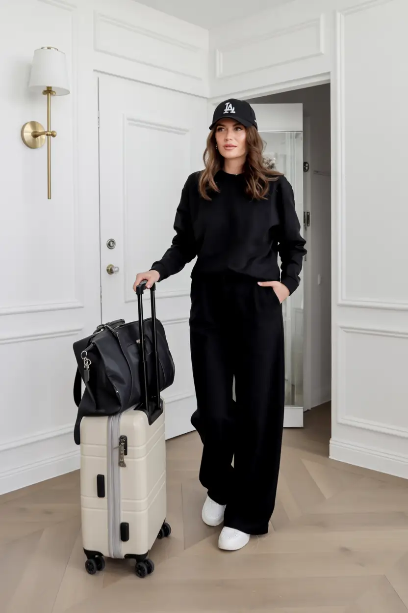 airport spring outfits for women 2026 Elevated Basics, All Black