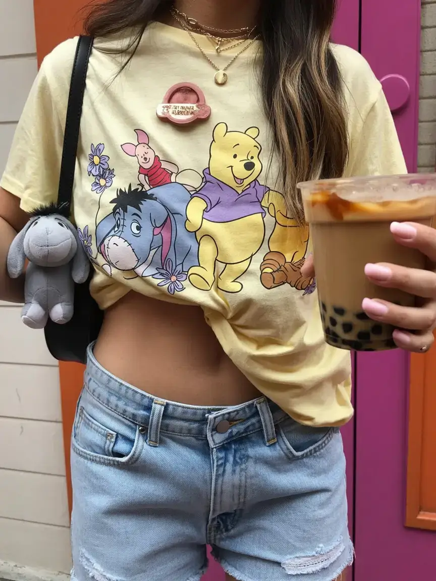 animated spring outfits 2026 trends+Pooh Bear Goes Pastel Punk