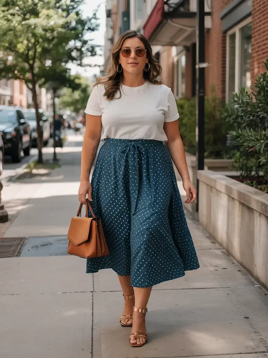 casual midsize spring outfits 2026 Retro Polka Dots with a Modern Twist