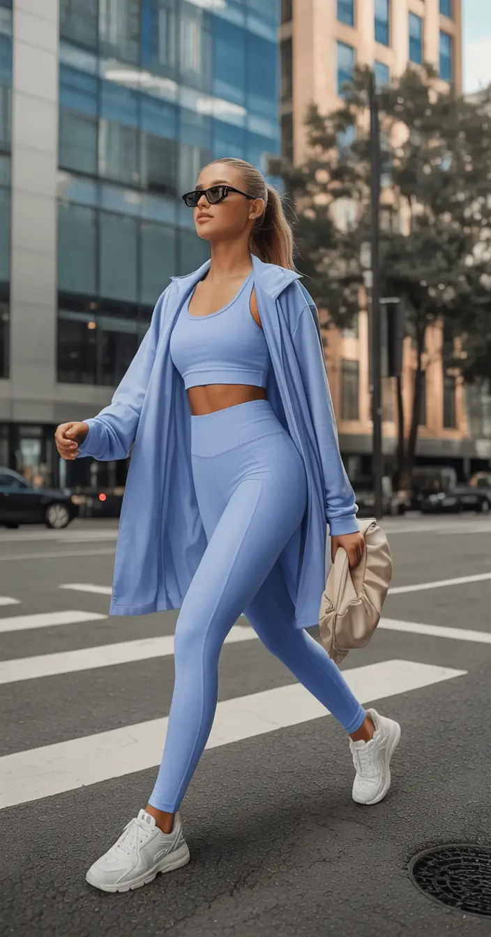 casual spring workout outfits 2026 Sky Blue Energy