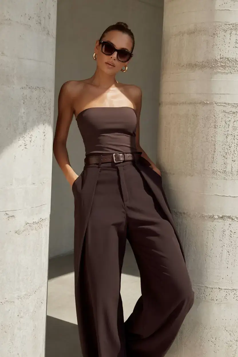 classic old money spring outfits 2026 Monochrome Mocha Power Statement