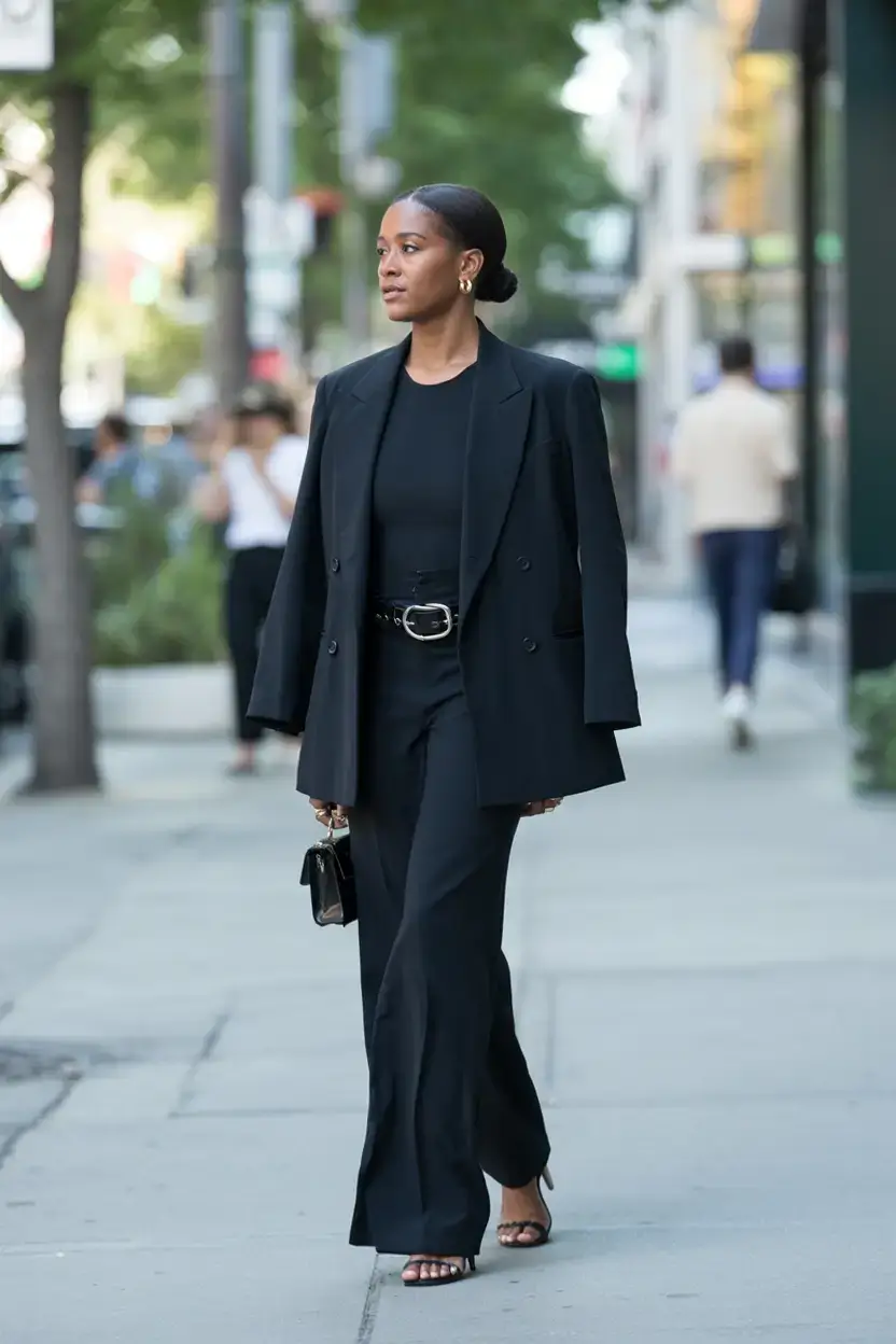 classic old money spring outfits 2026 Tailored Noir for the Spring Executive