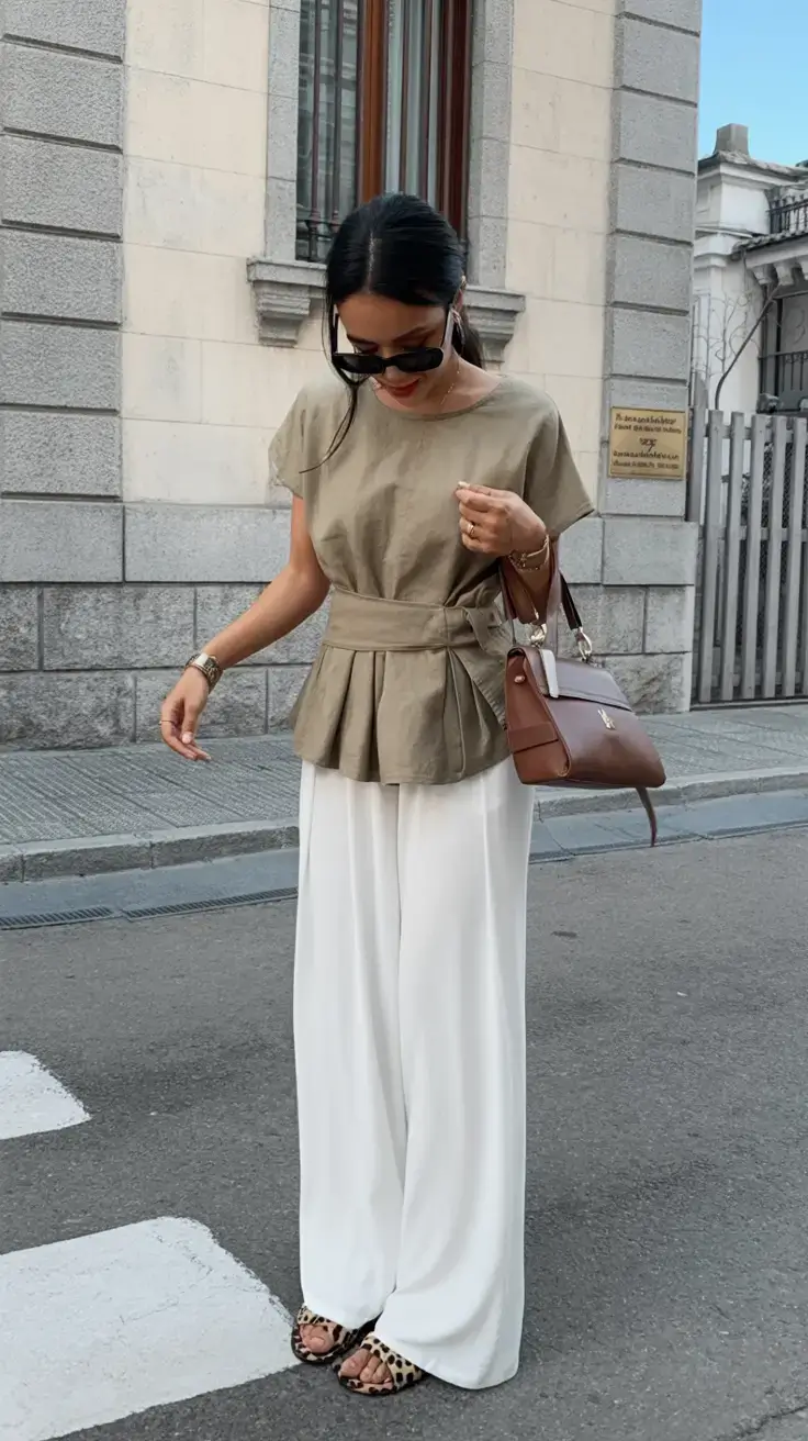 classic old money spring outfits 2026 Belted Neutrals with a Hint of Safari