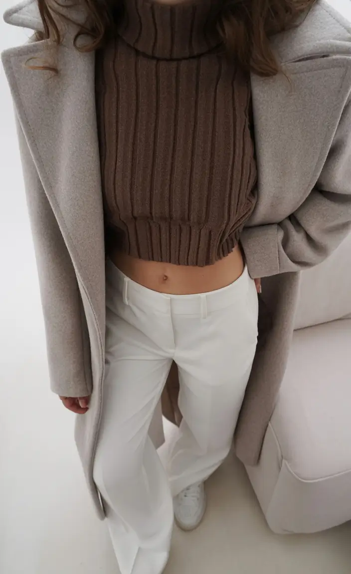 cold spring outfit aesthetic 2026 Earthy Cocoa & Cloud Cream