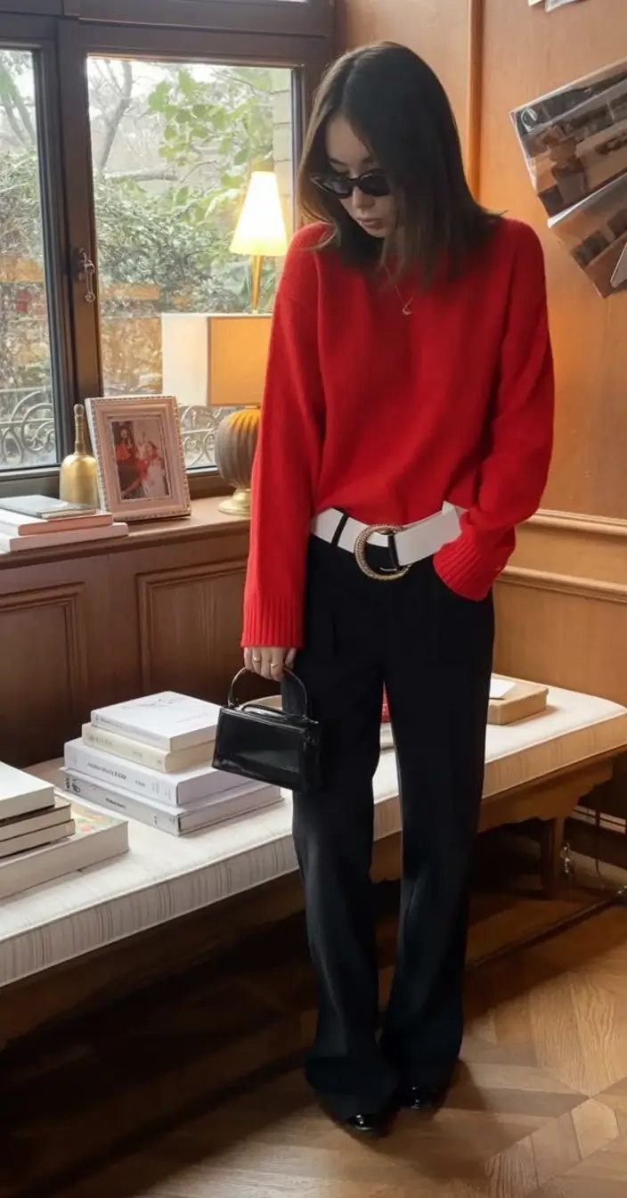 cold spring outfit aesthetic 2026 Power Color Meets Precision