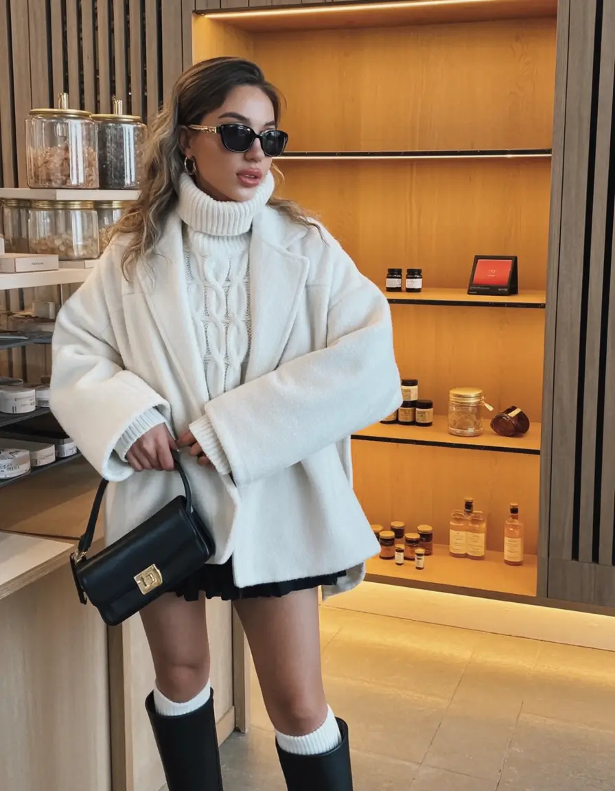 cold spring outfit aesthetic 2026 Chunky Knits & City Legs