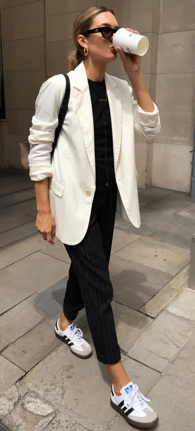 comfortable spring business casual outfits 2026 Monochrome, But Make It Sporty