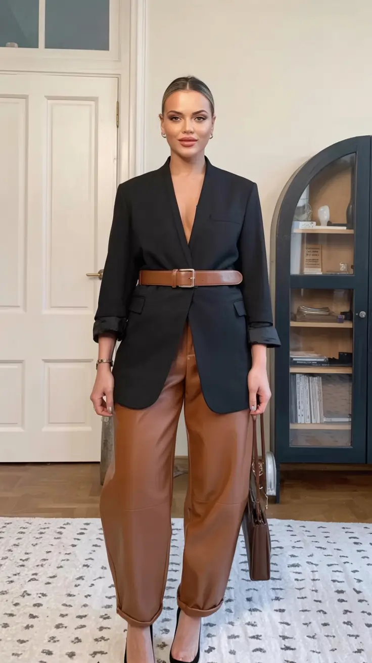 comfortable spring business casual outfits 2026 Belted Balance