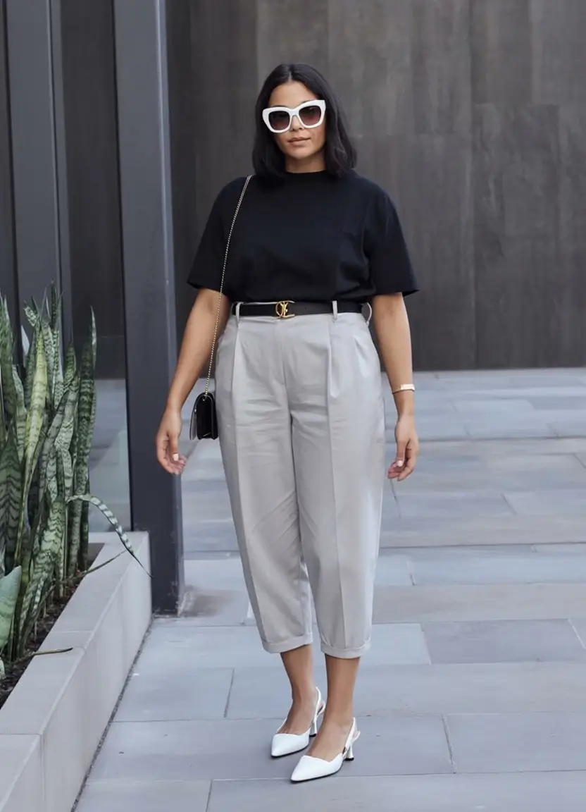 comfy plus size spring outfits 2026 Monochrome Minimalism That Turns Heads