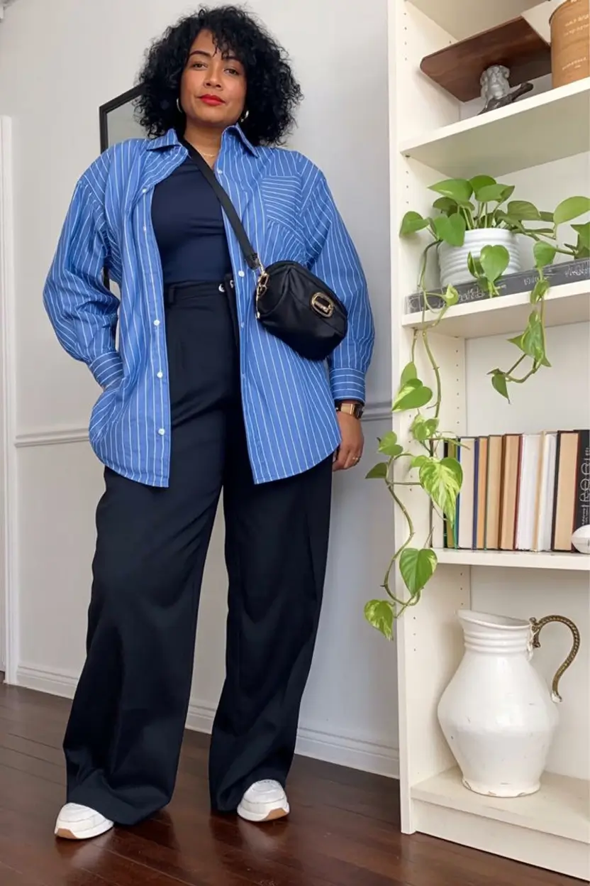 comfy plus size spring outfits 2026 Business Casual, But Make It Blue
