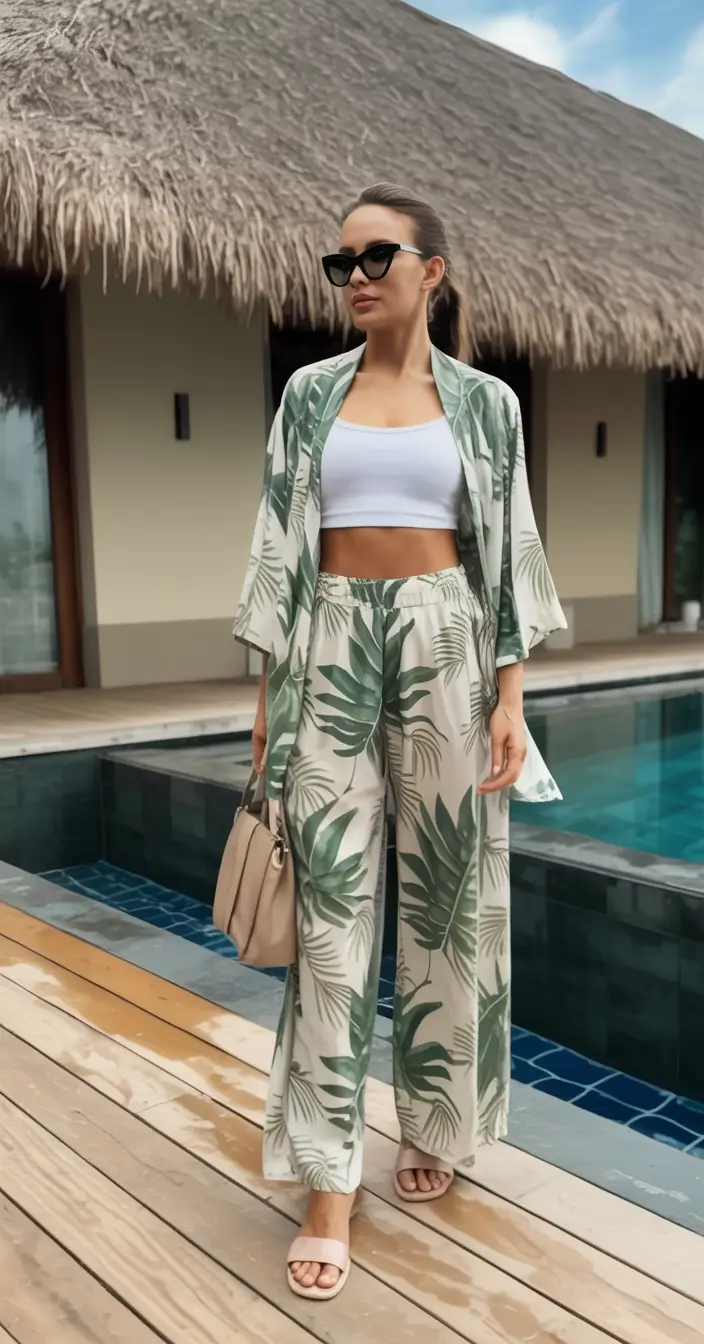 comfy spring outfits for warm weather 2026 Poolside Print With Resort Ease