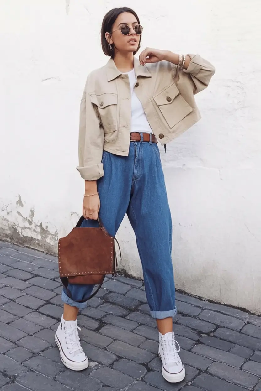 cool casual spring outfits 2026 Cropped and Cool with a Nod to Retro