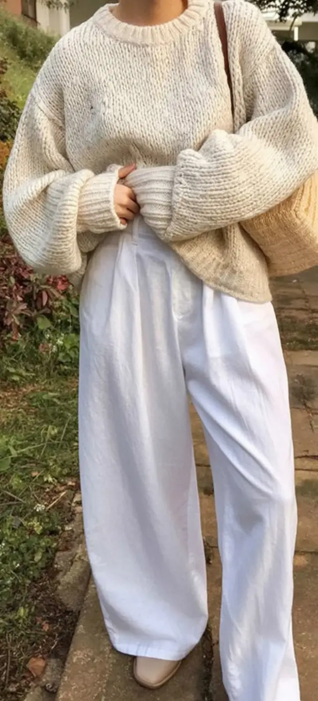 cool casual spring outfits 2026 Chunky Knits and Cloud-Like Whites
