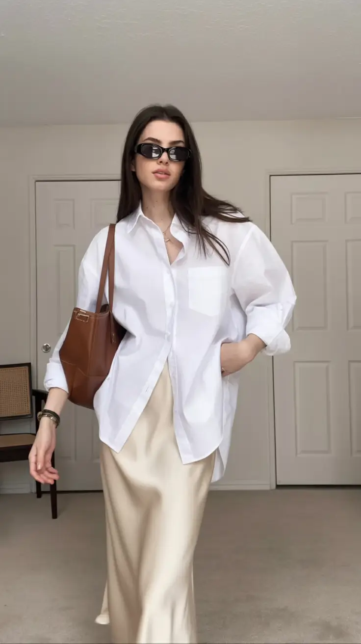 cool casual spring outfits 2026 Satin and Cotton: The Unexpected Romance