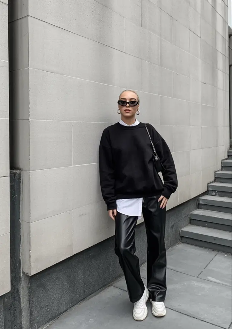 cool casual spring outfits 2026 Monochrome Edge in Motion