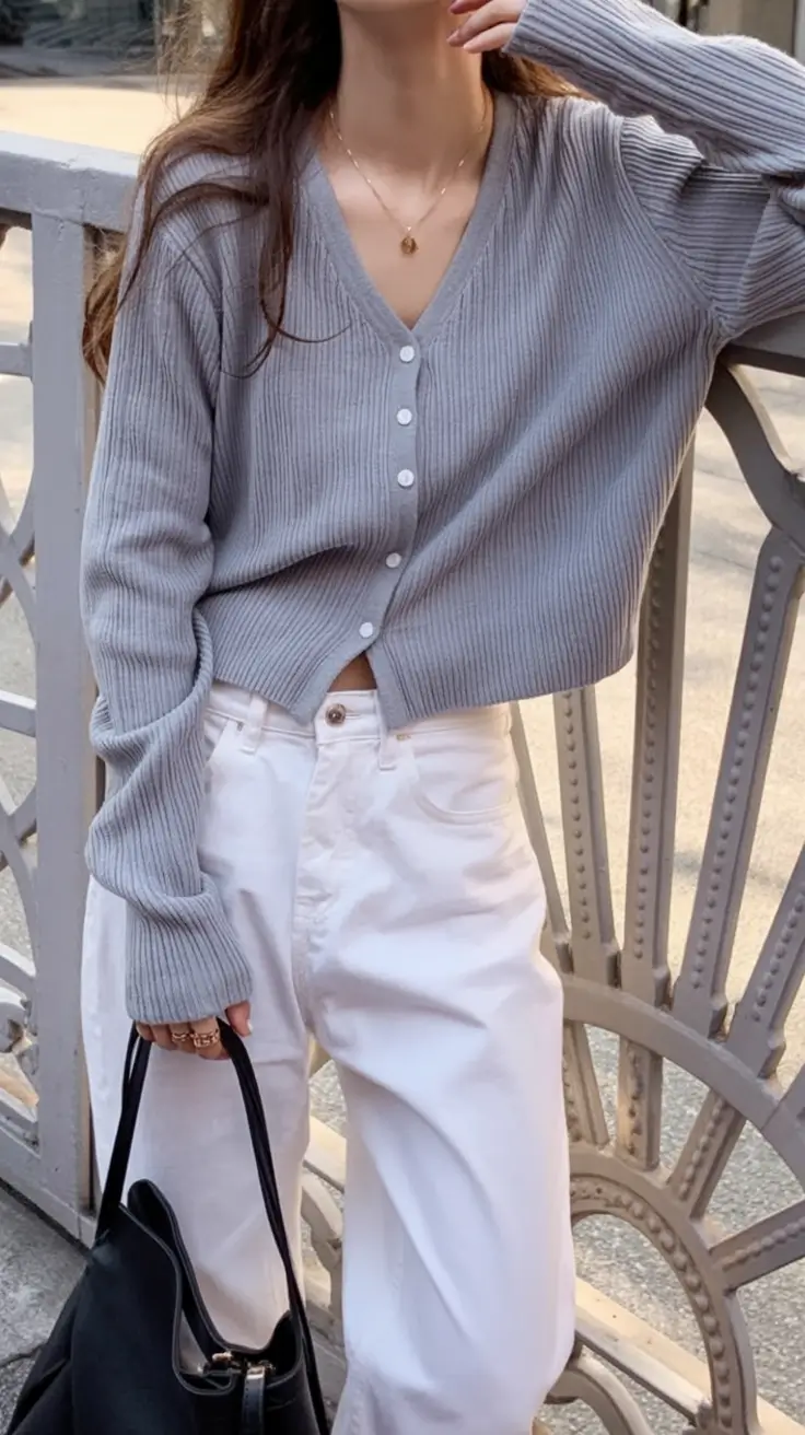 cool casual spring outfits 2026 Soft Gray with White on White