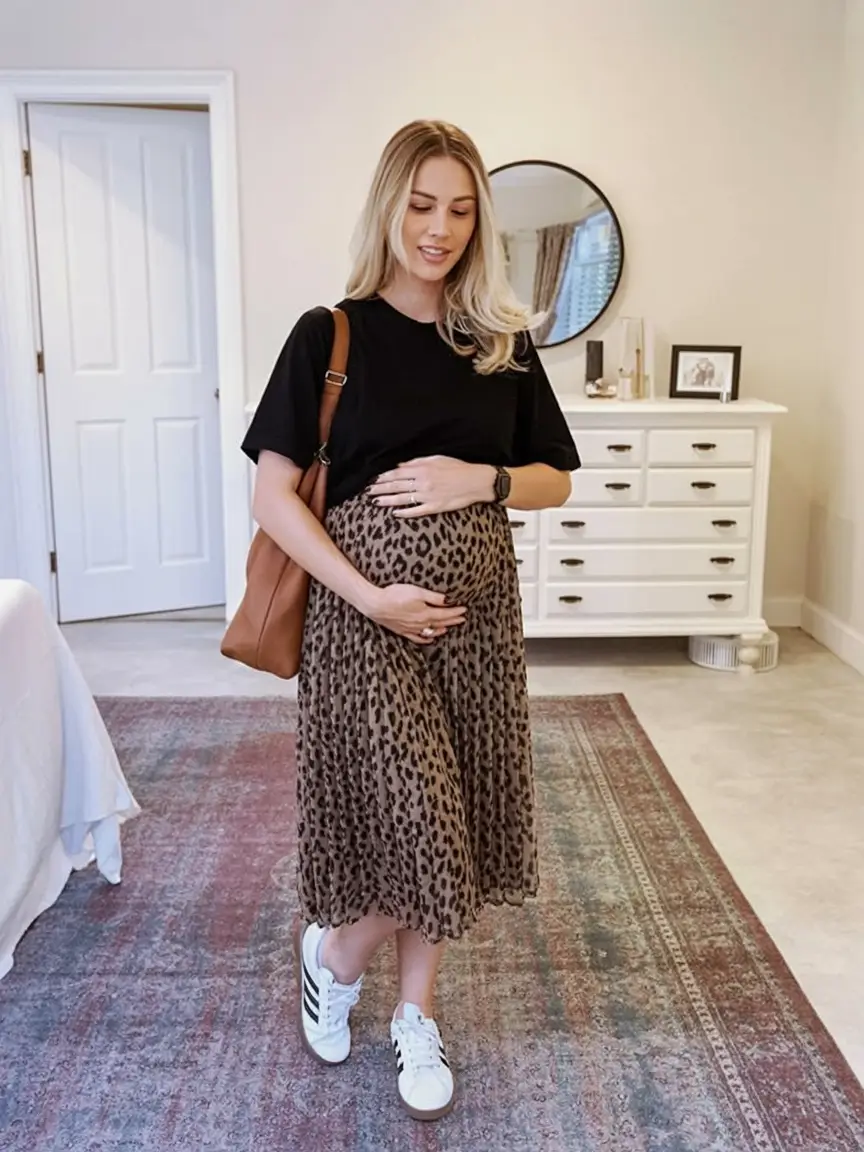 cozy spring outfit for pregnant women 2026+Spring Leopard Remix