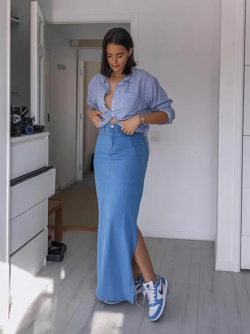 cozy spring outfits black women 2026 Casual Prep with a Denim Spin