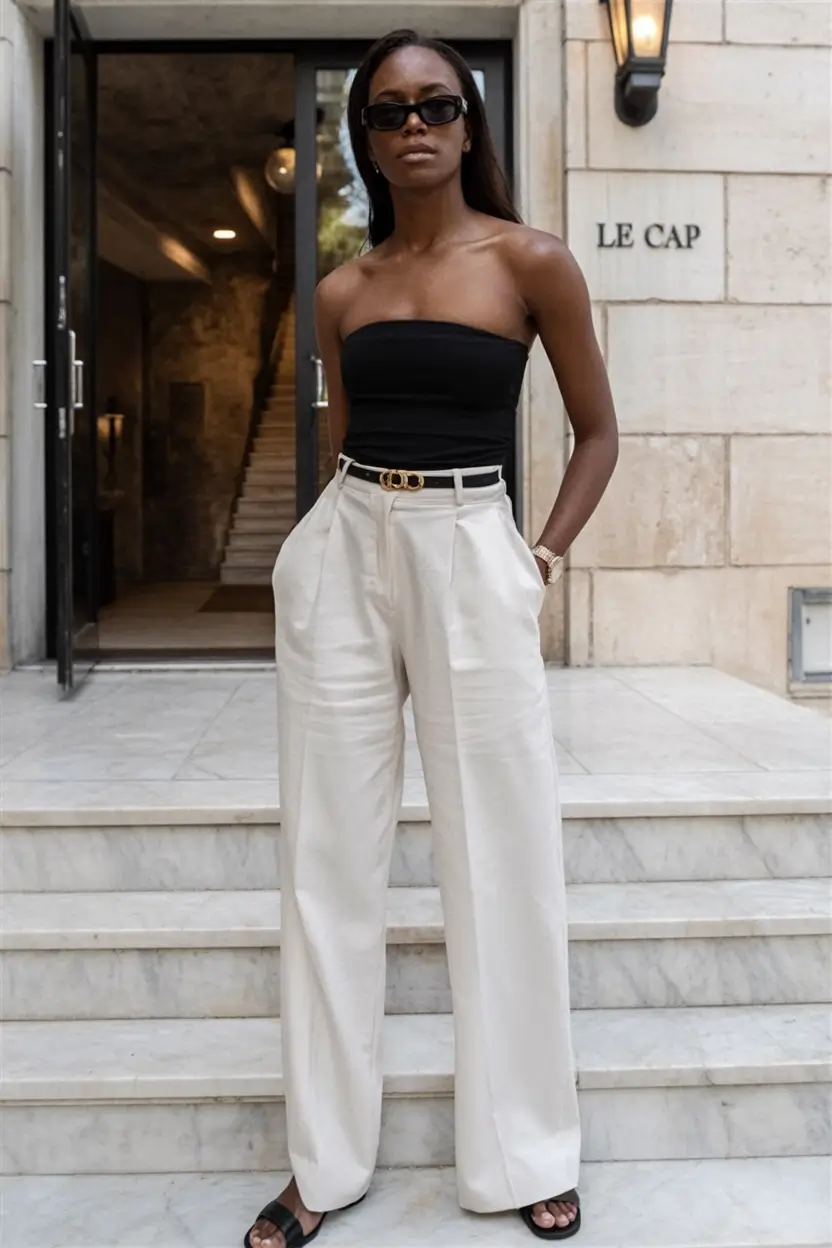 cozy spring outfits black women 2026 Parisian Ease with Clean Contrasts