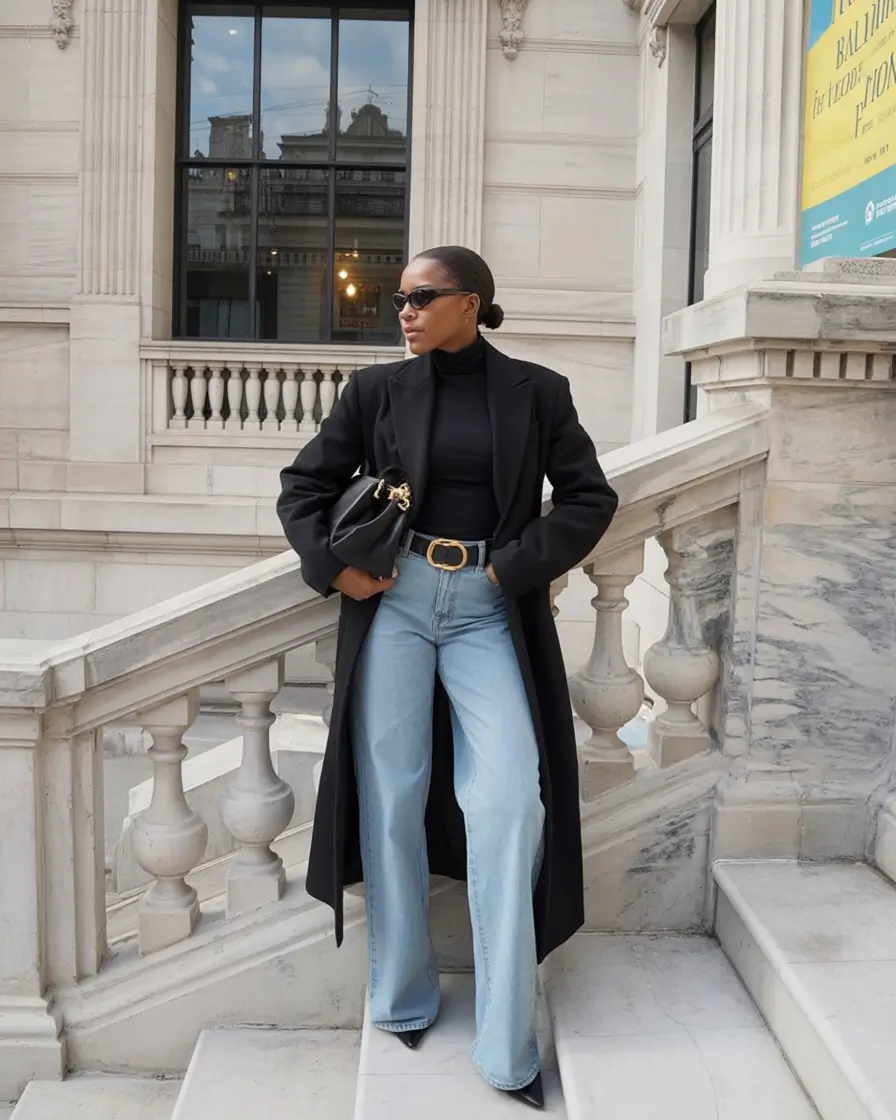 cozy spring outfits black women 2026 Timeless Tailoring with Denim Confidence