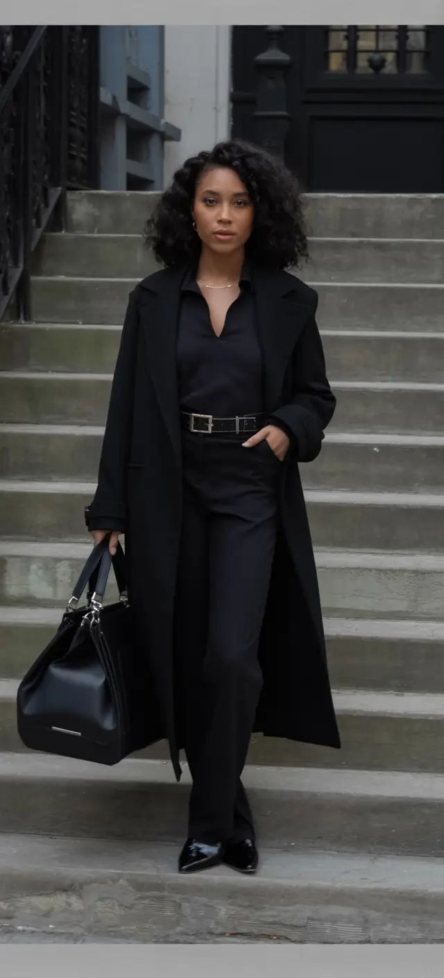 cozy spring outfits black women 2026 Polished Power in Monochrome Layers