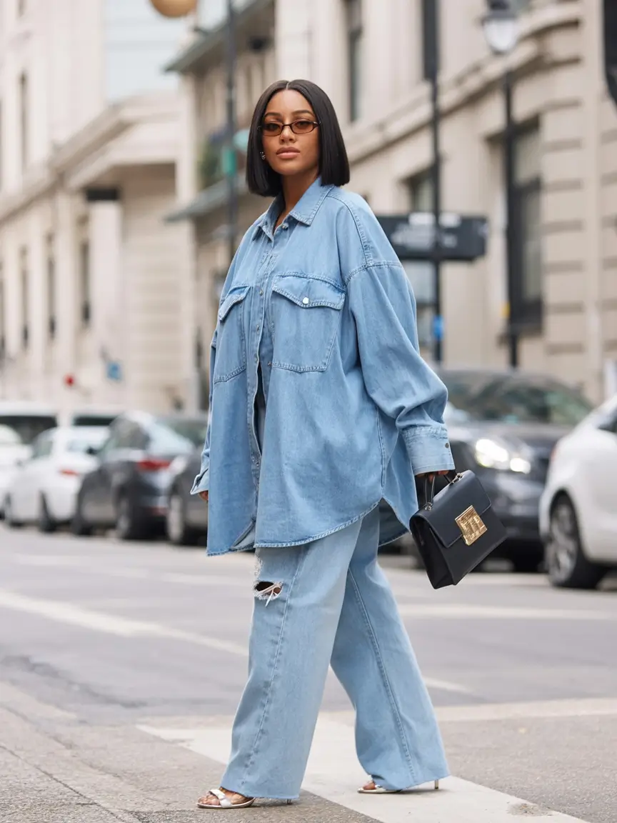 cozy spring outfits black women 2026 Denim on Denim, Done Right
