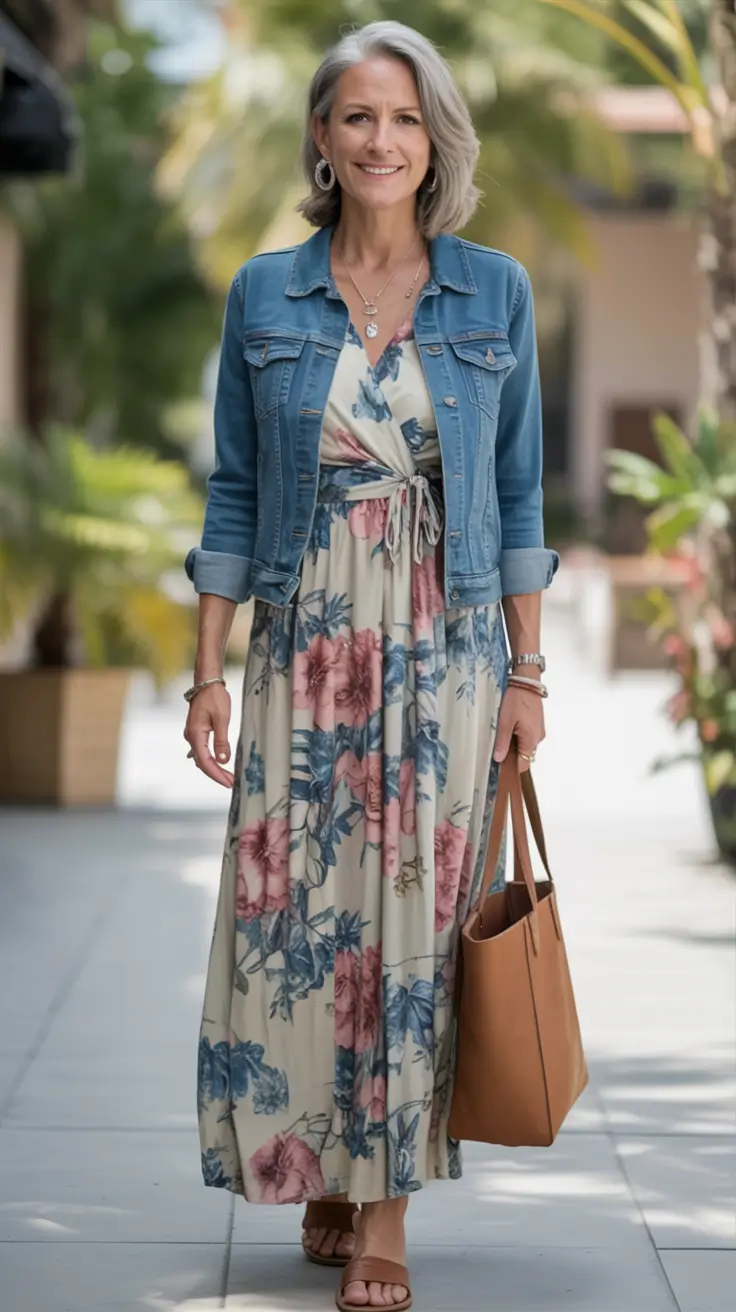 cozy spring outfits for women over 60 2026+Romantic Florals Meet Spring Denim