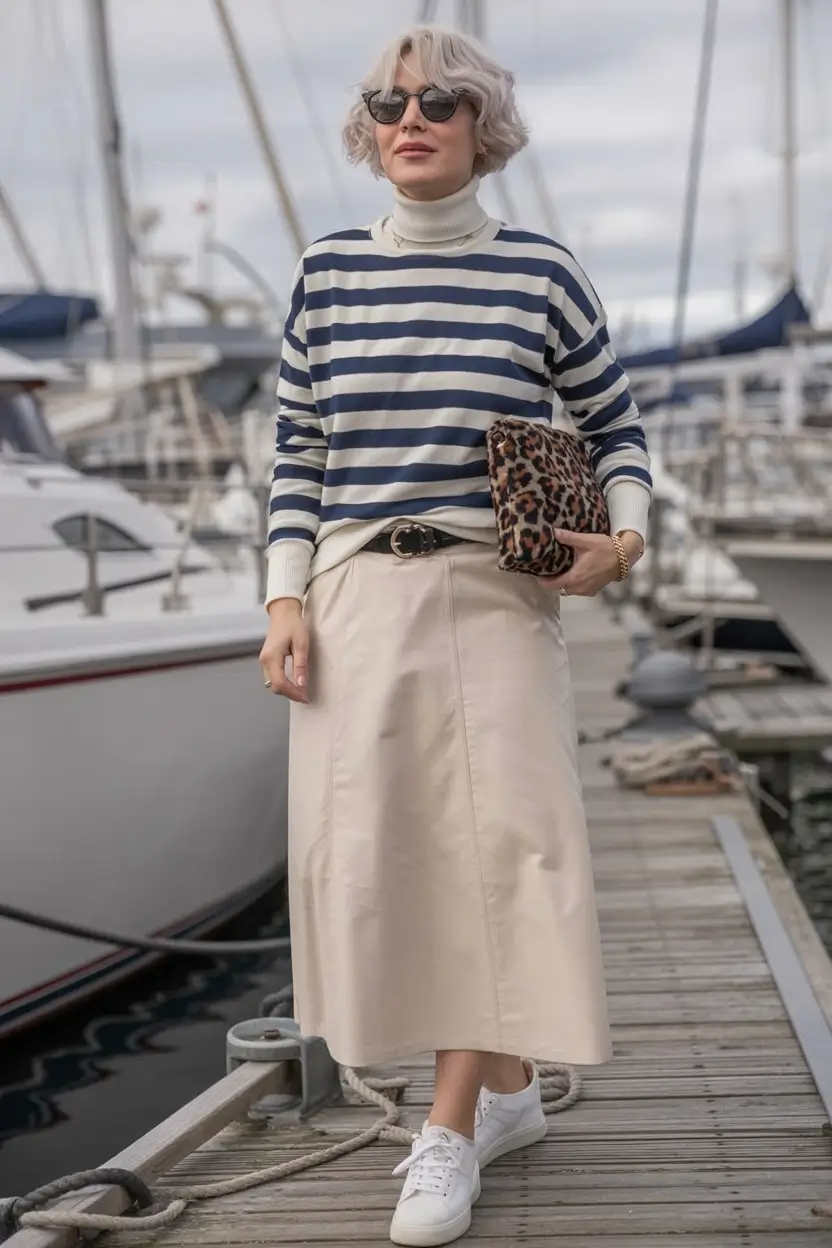 cozy spring outfits for women over 60 2026+Soft Stripes & Sailboat Mood
