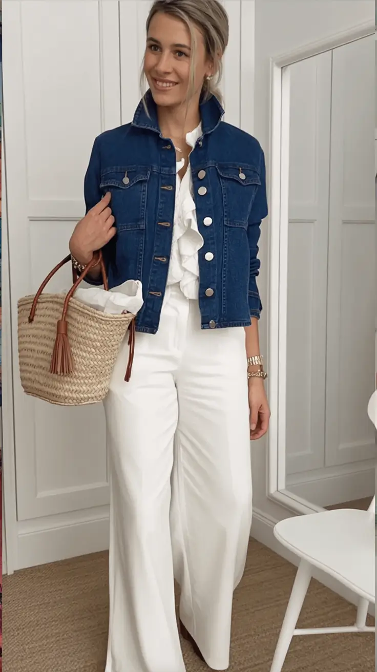 cozy spring outfits for women over 60 2026+Denim & Ruffles: Fresh and Feminine