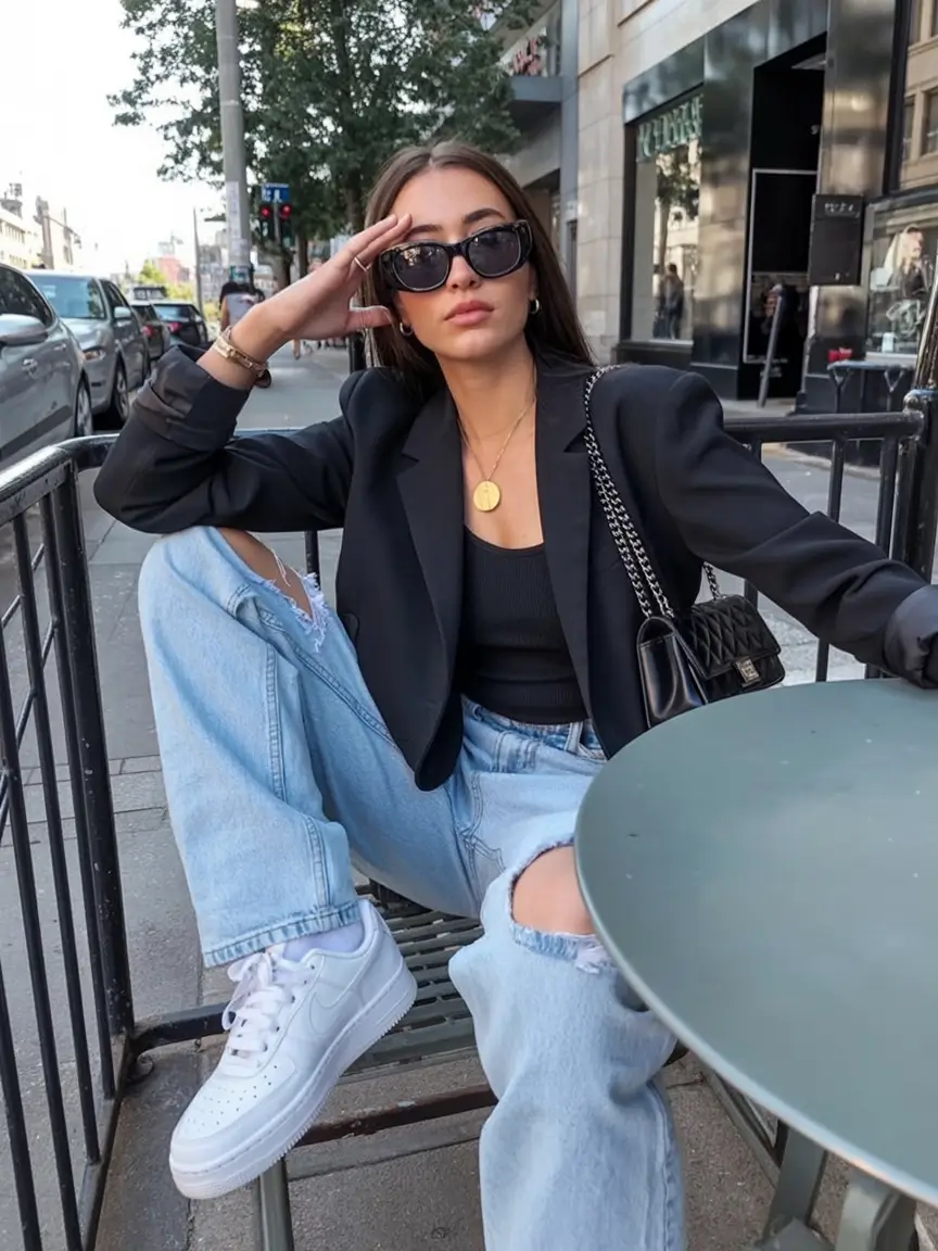cute denim spring outfits for 2026 - The Parisian Coffee Shop Look You’ll Want to Repeat