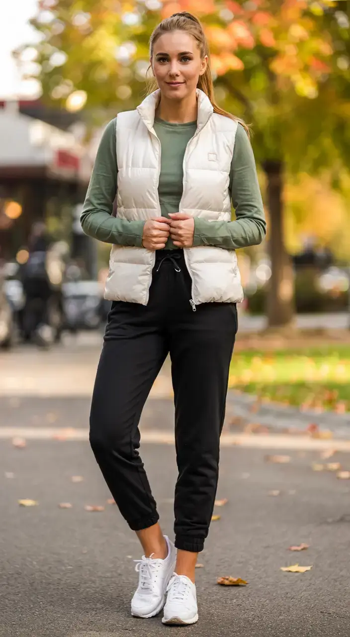 cute spring athleisure outfits for 2026 Soft Sage and Cream for the Morning Walk