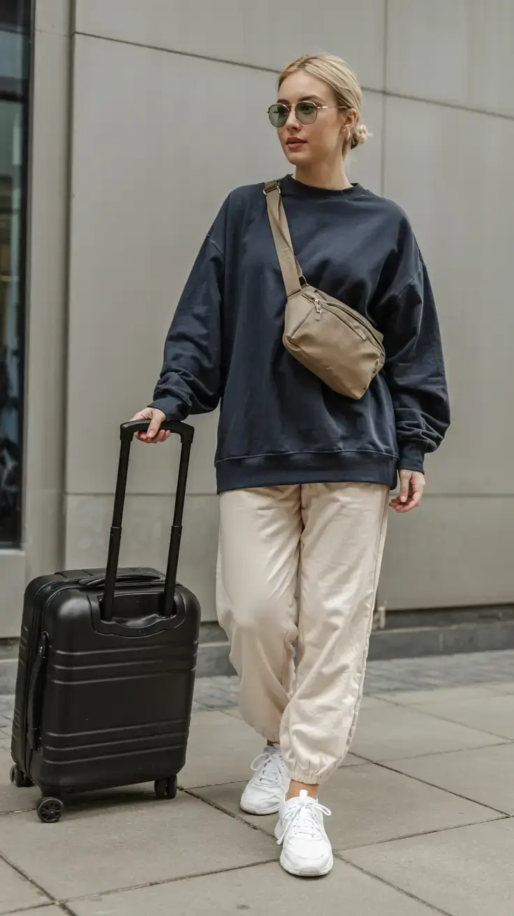 cute spring athleisure outfits for 2026 Travel Day Neutrals and Oversized Comfort