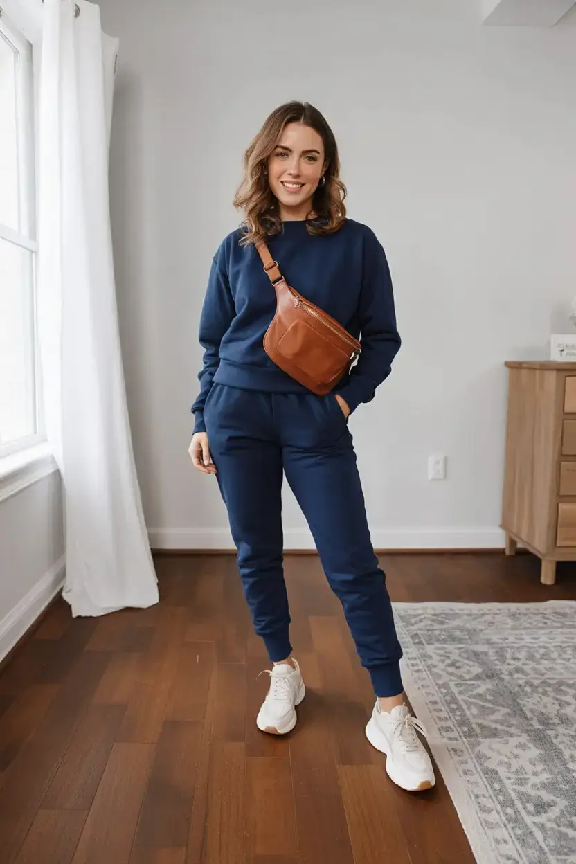 cute spring athleisure outfits for 2026 Classic Navy Set with a Rich Twist