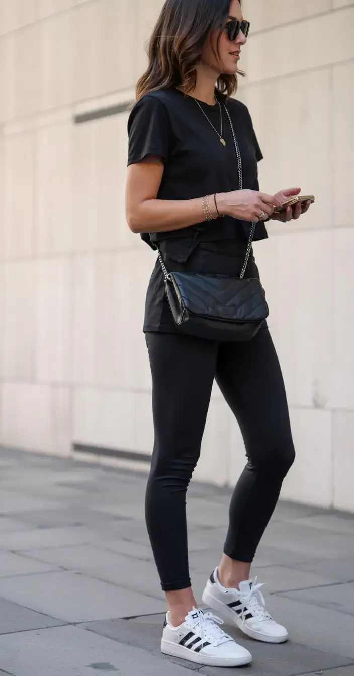 cute spring athleisure outfits for 2026 Everyday Luxe in Jet-Black Simplicity