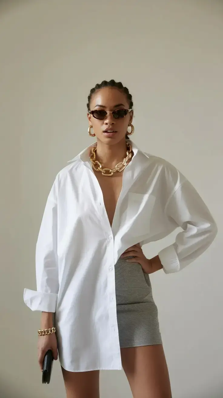 cute spring party outfit ideas 2026 Undone Shirt Energy