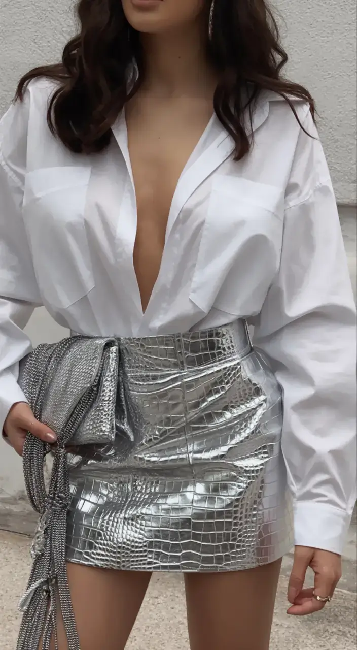 cute spring party outfit ideas 2026 High-Gloss Meets Crisp White