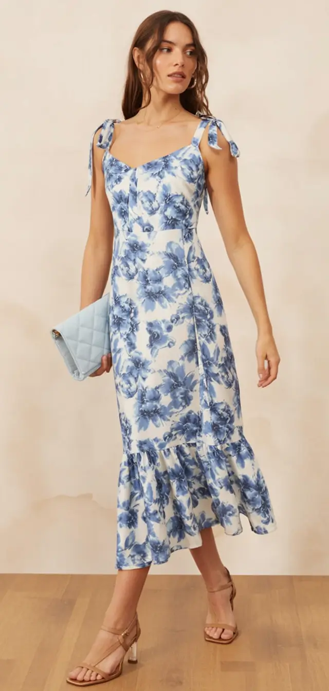 dreamy spring wedding outfit 2026 Fresh Florals & Feminine Ruffles: The Cottagecore Crowd-Pleaser