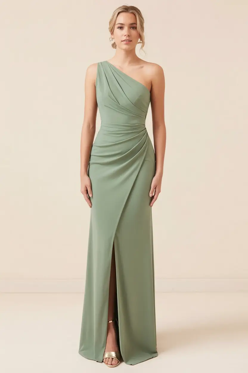 dreamy spring wedding outfit 2026 Asymmetrical Sage with Goddess Energy