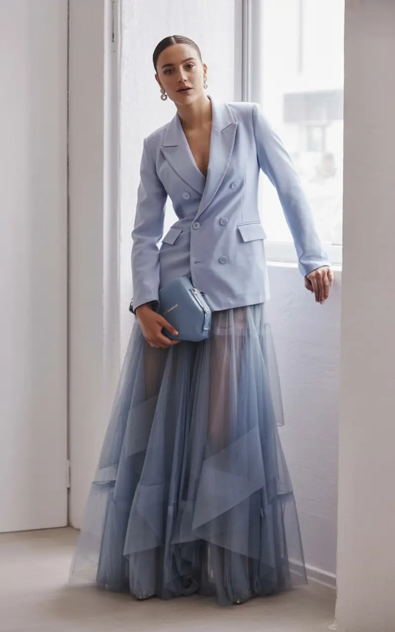 dreamy spring wedding outfit 2026 Power Tulle: The Softest Take on Tailored Drama