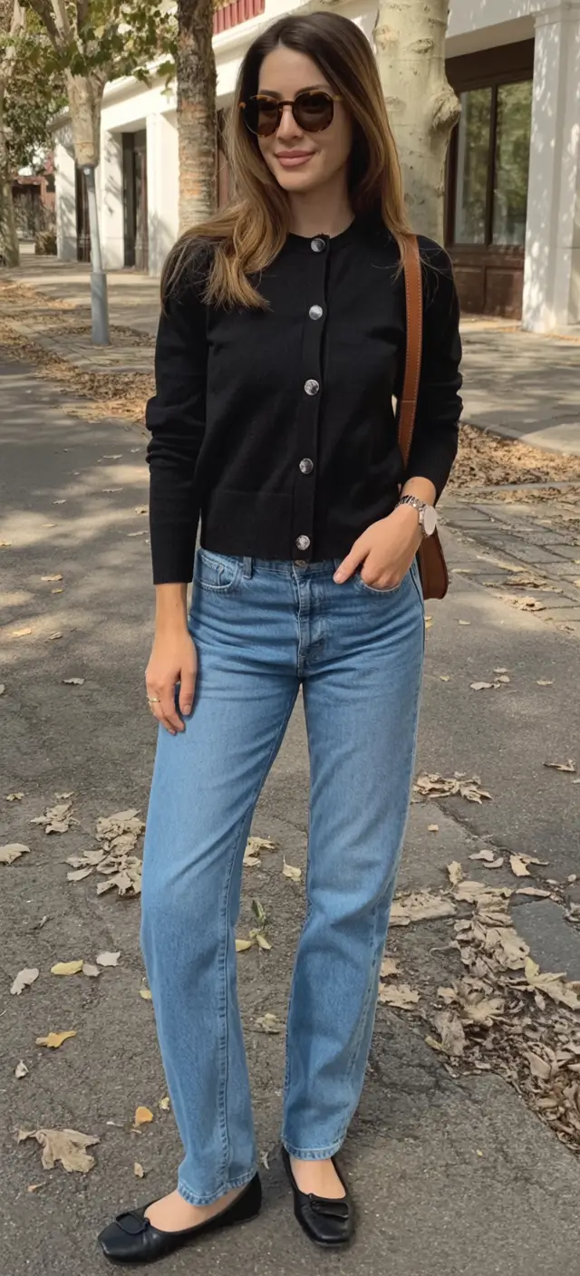 effortless cardigan spring outfits 2026 Downtown Denim Classic