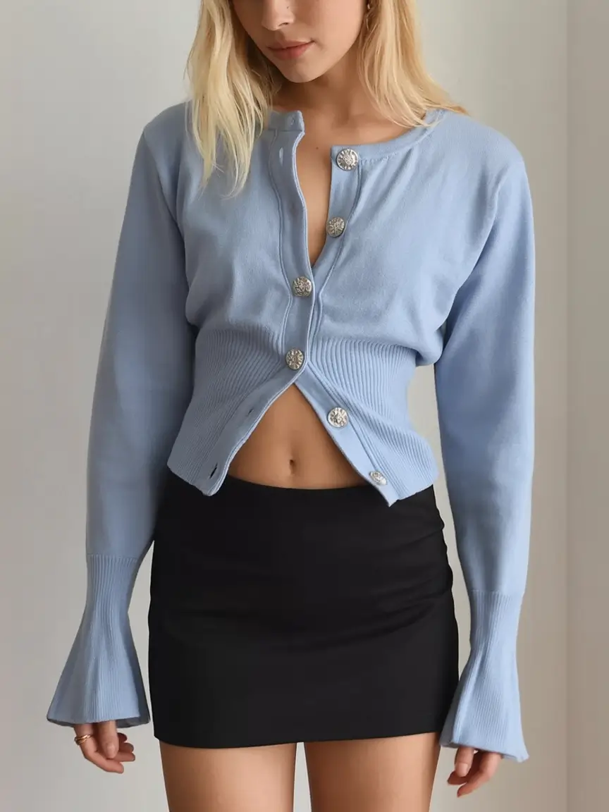 effortless cardigan spring outfits 2026 Sky Blue Sophistication